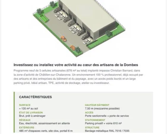 Cellule artisanale neuve 135m2