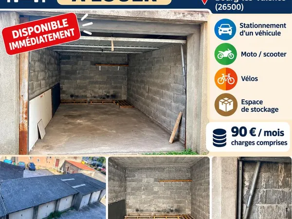 🚗 garage / box fermé à louer - bourg-lès-valence (26500)