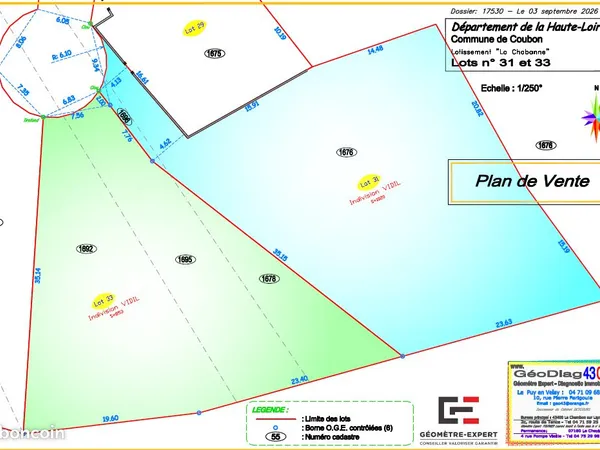 Terrain 853 m² Coubon
