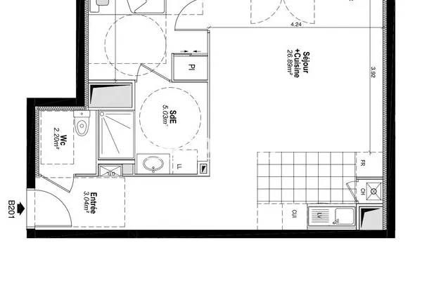 Appartement 2 pièces 49 m²