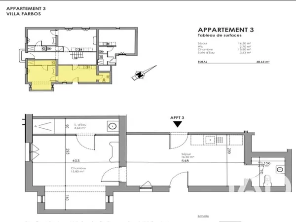 Appartement 2 pièces 39 m²
