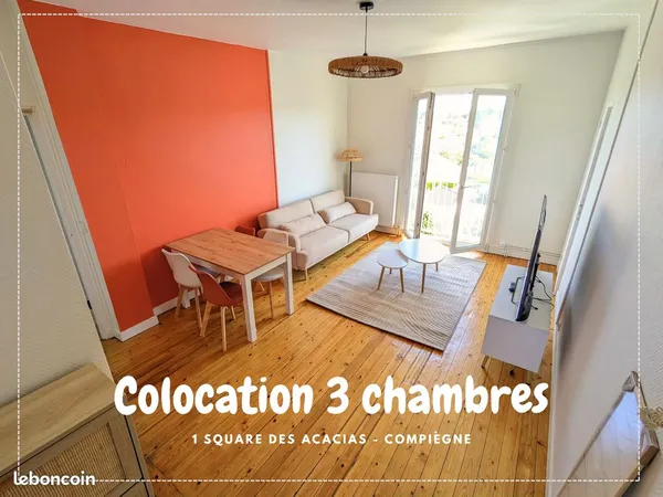 ✨Dernière chambre disponible Colocation meublée rénovée 64m² - 3 chambres - Compiègne✨