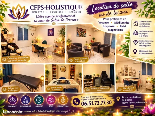 Salle équipée à louer pour praticiens bien-être, Salon-de-Provence