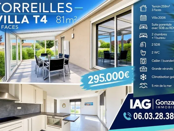 TORREILLES - VILLA 2026 81m2 2 Chambres + bureau