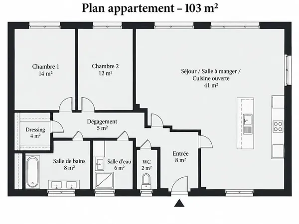 Appartement 3 pièces 103 m²