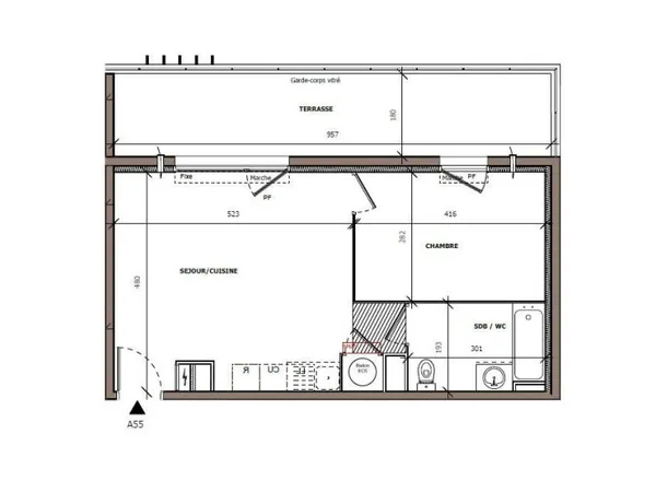 Appartement 2 pièces 44 m²