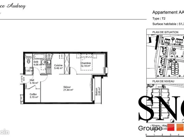 Appartement 2 pièces 51 m²