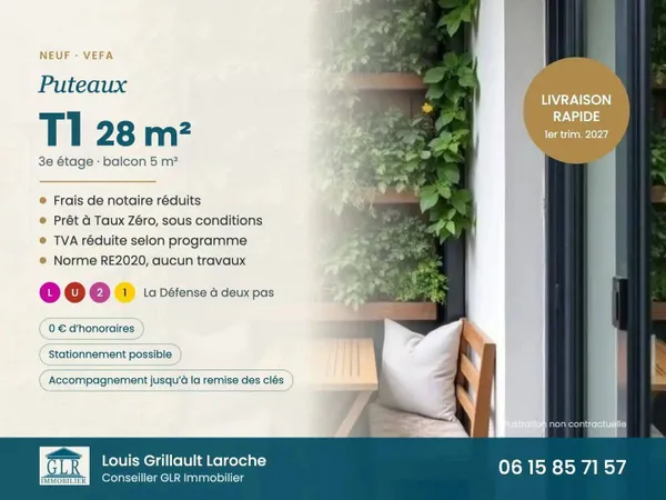 Appartement 1 pièce 28 m²