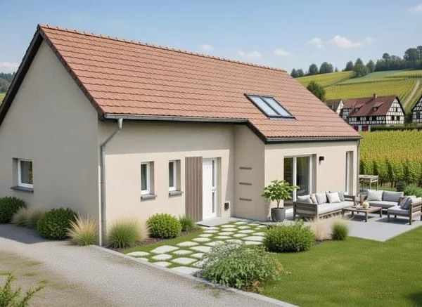 Maison neuve de plain pied avec terrain de 464m² à Ungersheim