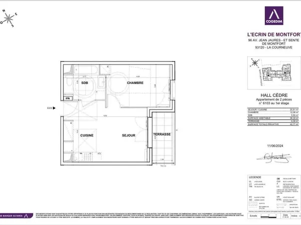 Appartement 2 pièces 38 m²