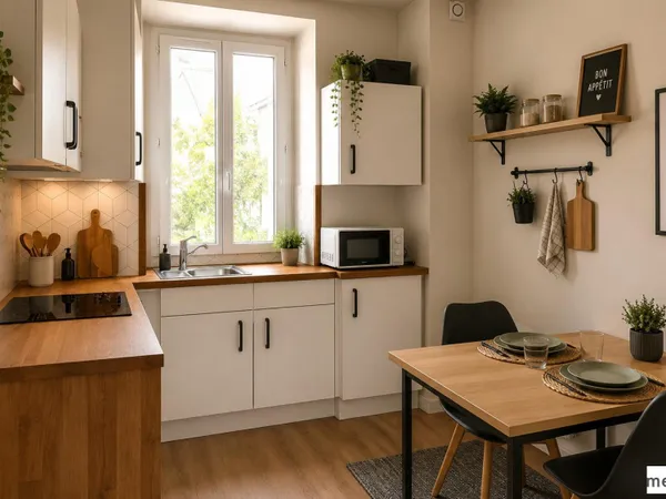 Appartement / Studio de 27 m² 1er étage séjour lumineux, cuisine meublée équipée. Cave privée. Centr