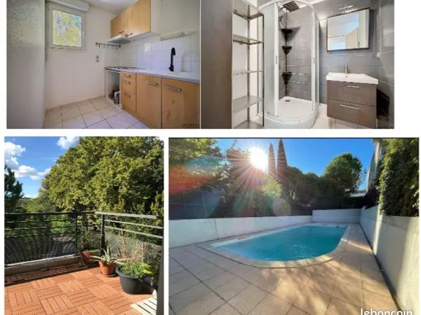 Appartement Malbosc : Clim, parking, piscine, terrasse, vue