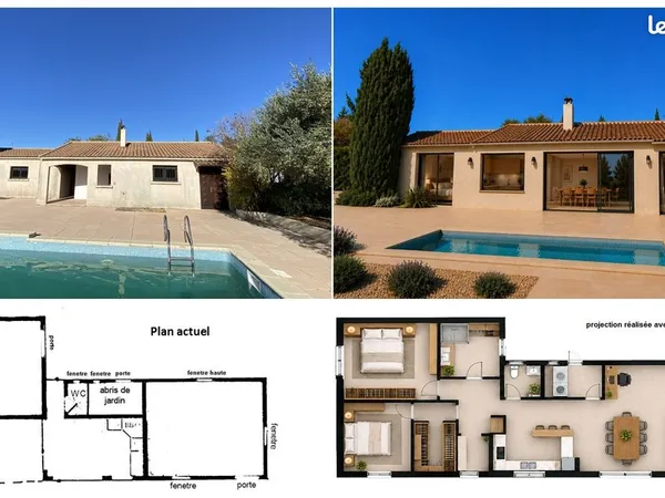 Dépendance à habiliter + terrain + piscine