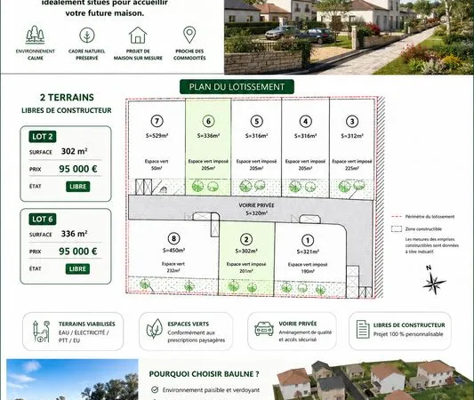 Terrain 336 m² baulne proche la ferte alais