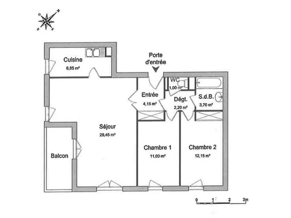 Appartement 3 pièces 71 m²