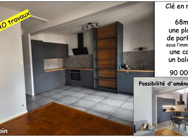 Clé en main: 68m2, un garage, une cave, un balcon 90 000