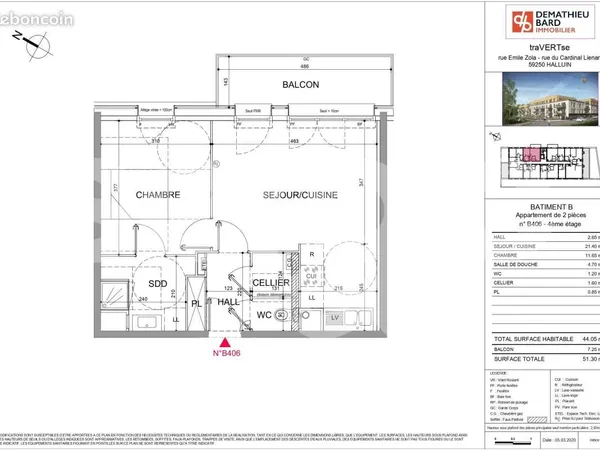 Appartement 2 pièces 44 m²