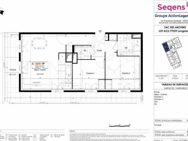 Appartement 3 pièces 60 m²