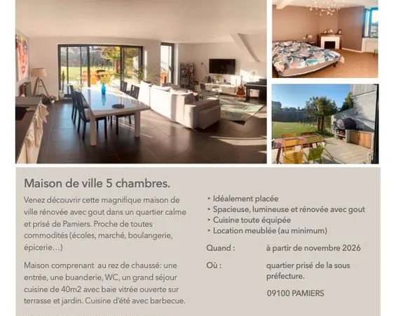 Location maison de ville 5 Chambres