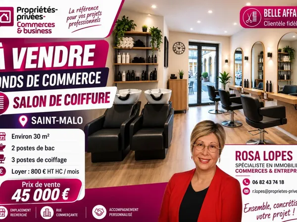 ILLE-ET-VILAINE- 35400 SAINT MALO - SALON DE COIFFURE 30 M2