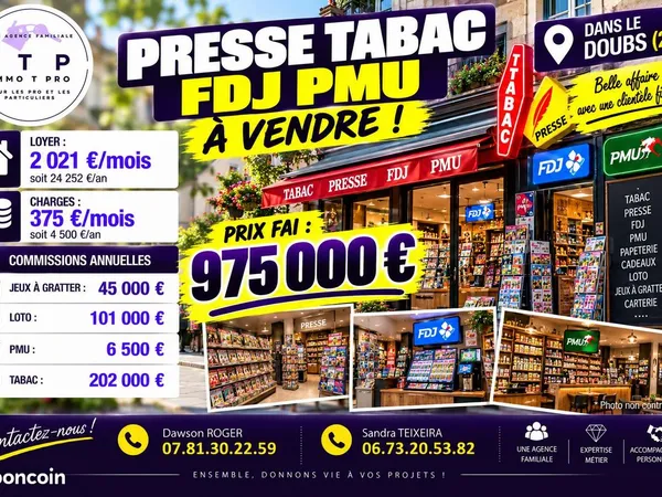 Fdj, pmu, presse, tabac 90 m² Besançon