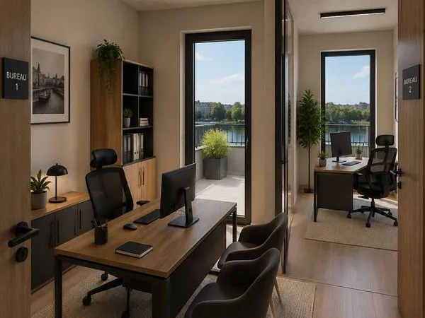 Bureaux premium à louer à Roanne - Vue port, canal & Loire