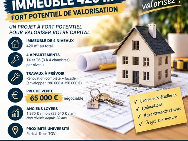 A vendre - immeuble 420m2 - special investisseurs - 65 000 euros