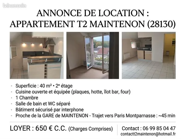 Location appartement T2 Maintenon
