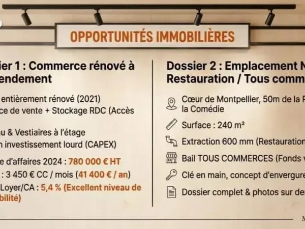 MONTPELLIER COMÉDIE — Cession Fond de Commerce Restauration Rapide (Emplacement No1 + Terrasse