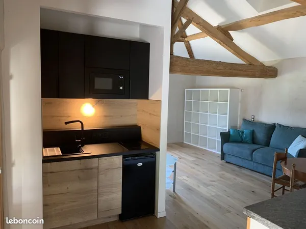 T2 meublé 48m² — Poutres apparentes — 895 tout compris — Civrieux (01)