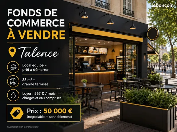 Fonds de commerce restauration équipé - faible loyer - Talence