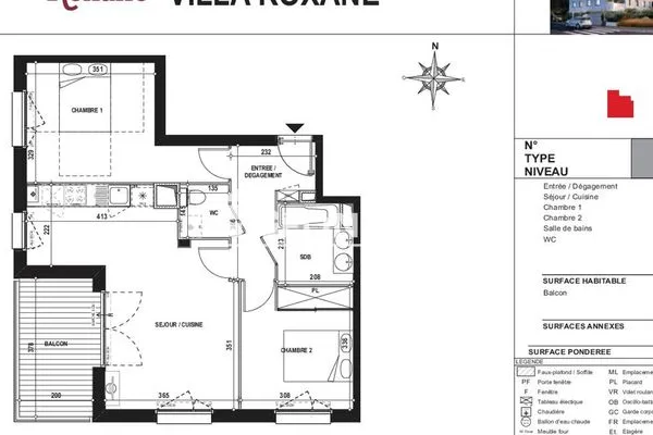 Appartement 3 pièces 60 m²
