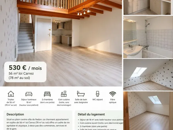 Appartement 56m2 - Rue notre Dame Redon
