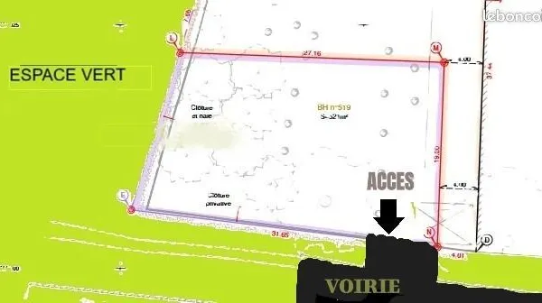 Terrain 521 m²