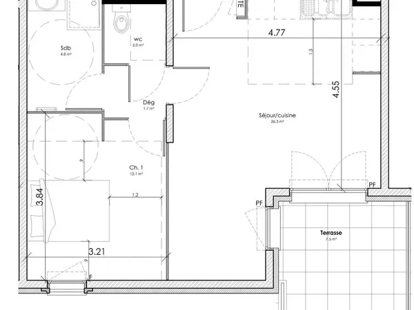 APPART T2 47 m2 / PARTICULIER / TERRASSE / PARKING