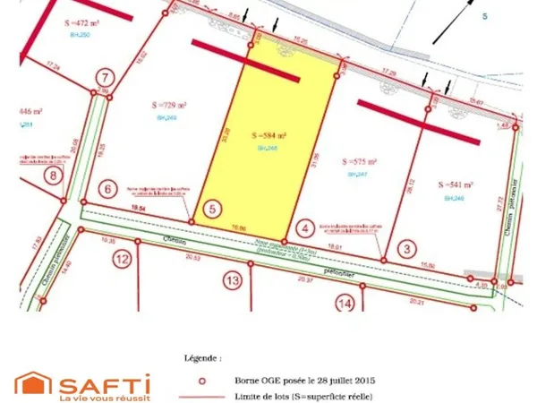 Terrain de 584 m² viabilisée (lot 5) - Le Puy