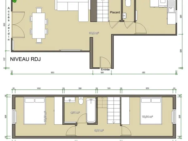 Appartement 65 m2 avec un jardin, situé dans une petite résidence