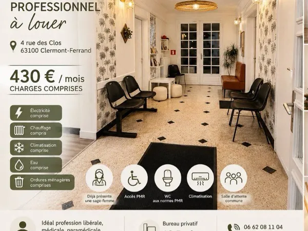 🏢 Bureau professionnel à louer - Clermont-Ferrand
