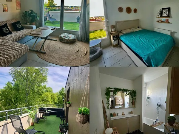 T3 56 m² rénové avec grande terrasse sans vis-à-vis - Résidence récente - Cenon