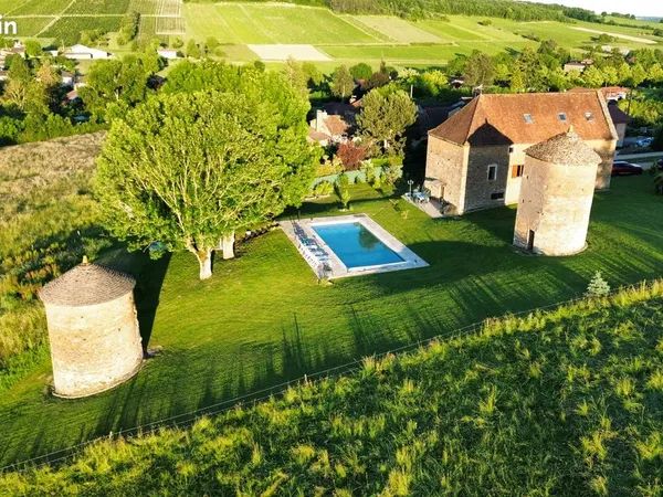 Domaine de caractère en Bourgogne du Sud - Pierre, piscine et vue sur les vignes