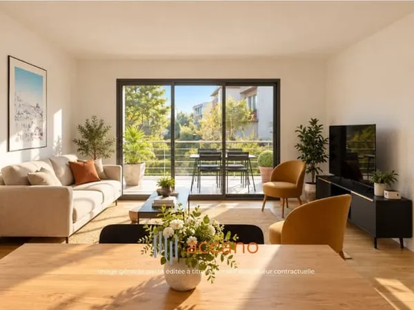 T3 avec beau balcon sur le jardin de la résidence
