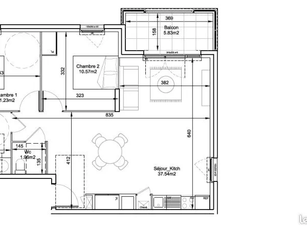 Appartement 3 pièces 66 m²