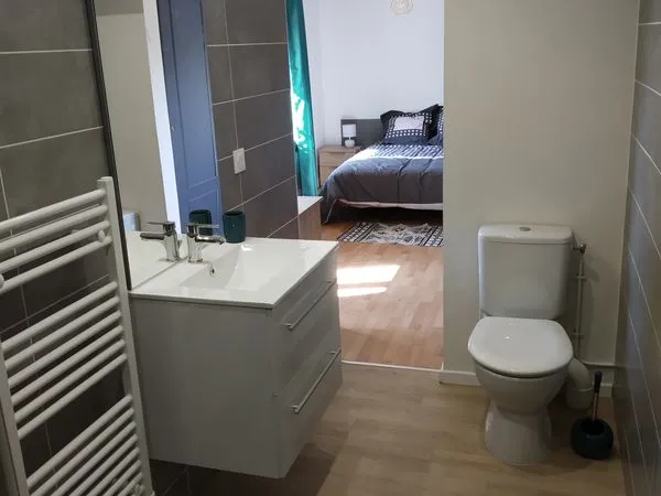Chambre avec salle d'eau et wc en colocation hyper centre Orthez