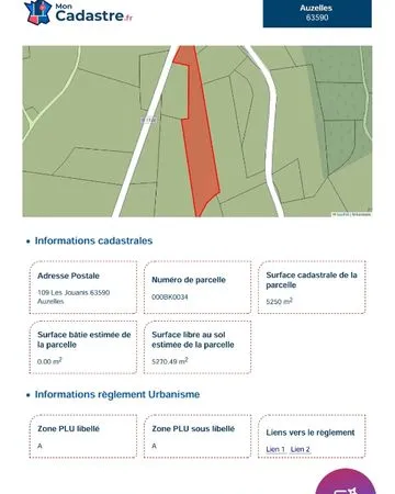 Vend terrain Auzelles