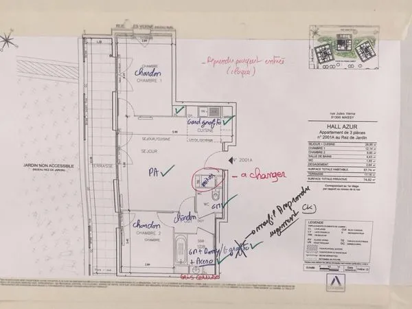A LOUER, APPARTEMENT 3 pièces 57,74 m² au 1er étage avec grand balcon dans IMMEUBLE RÉCENT de 2017