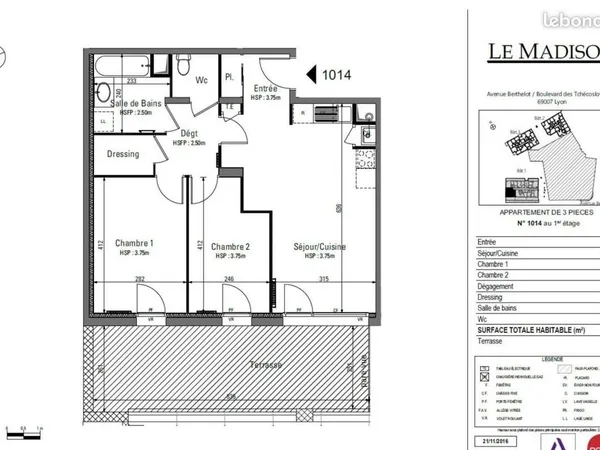 Appartement 3 pièces 60 m²