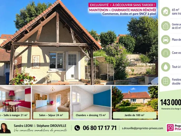 MAINTENON - CHARMANTE MAISON de 65 m2, 3 pièces