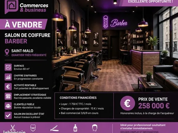 Fonds de commerce coiffure 60 m²