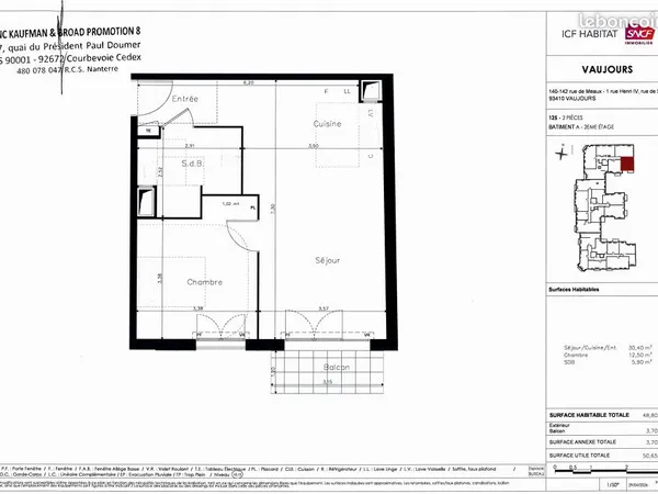 Appartement 2 pièces 49 m²