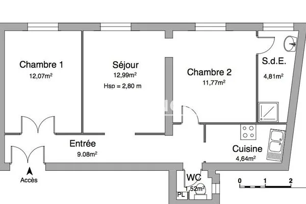 Appartement meublé 3 pièces 57 m²